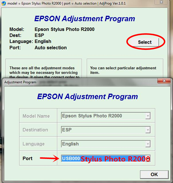 How to reset waste ink pad counter for Epson R2000 printer? Acro